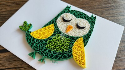 Framed Paper Quilling Owl Wall Décor, Owl Artwork, Quilling Owl Frame for Nursery Decor, Owl Paper Wall Art, Gift for Owl Lovers - image3